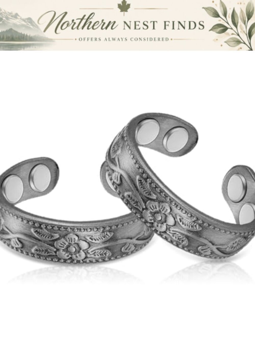 Vicmag Copper Magnetic Ring Set for Women Adjustable Open End Band